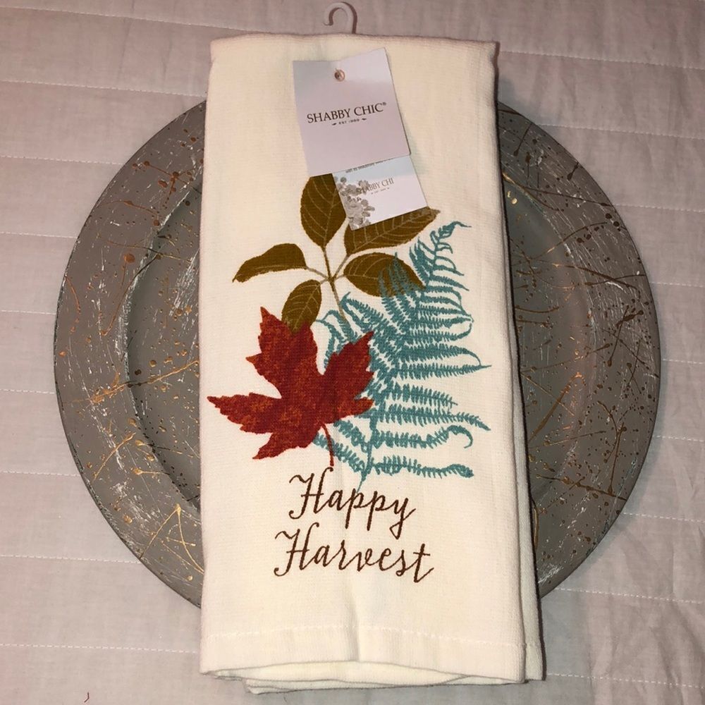 Shabby Chic Set of 3 Fall Harvest Cotton Kitchen Towels